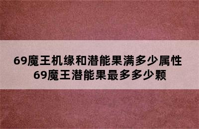 69魔王机缘和潜能果满多少属性 69魔王潜能果最多多少颗